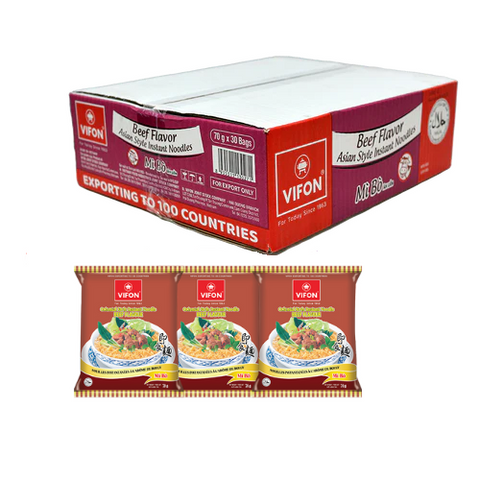 VIFON Oriental Style Instant Noodle Beef Flavor 70g (Case of 30)