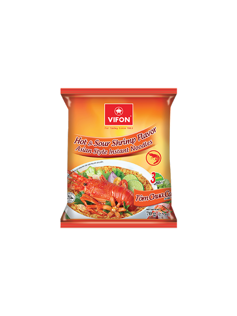 VIFON Hot and Sour Shrimp Flavor Asian Style Instant Noodles 70g (Case of 30)